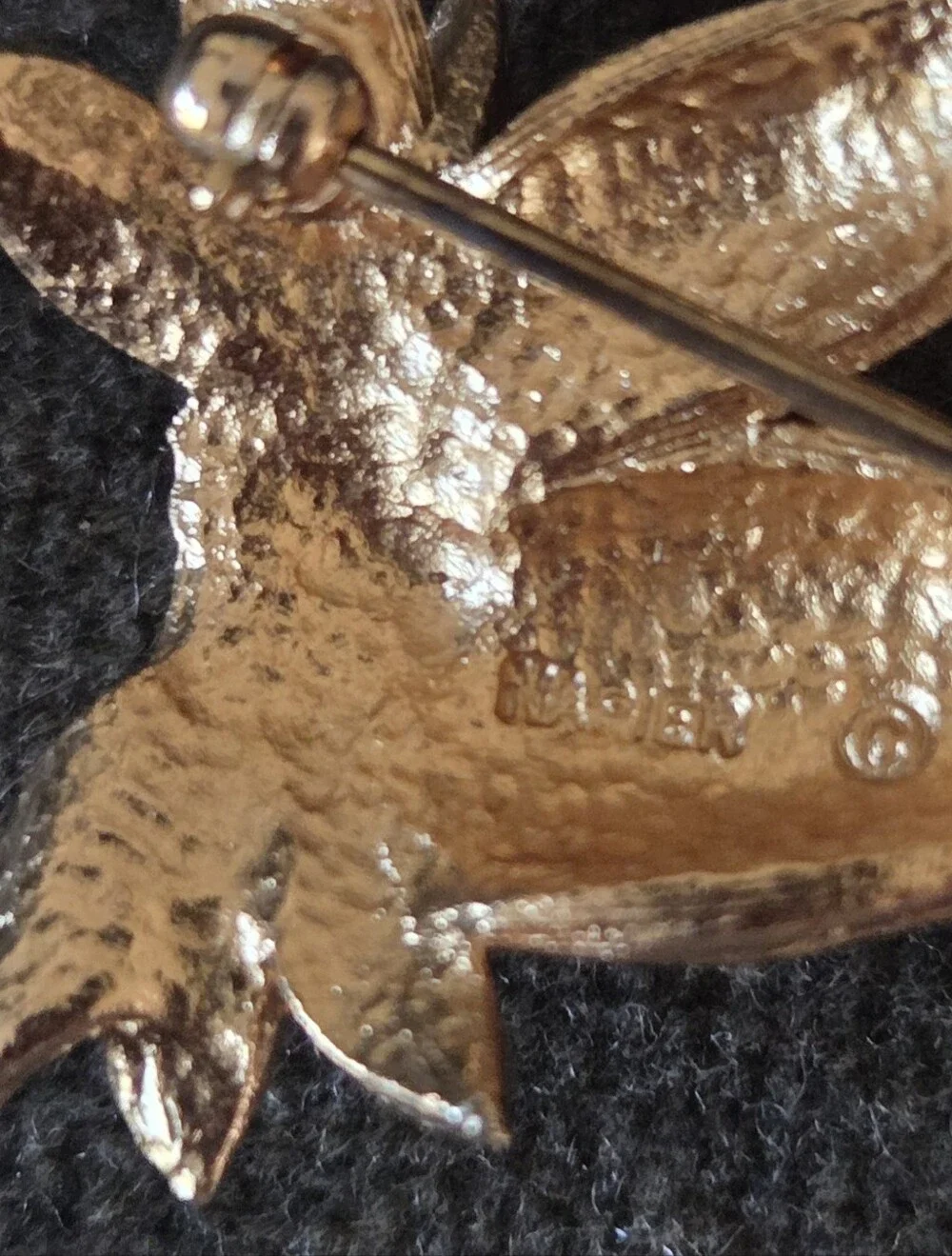 Vintage Napier Satin Gold Tone Double Mushroom Pin Brooch